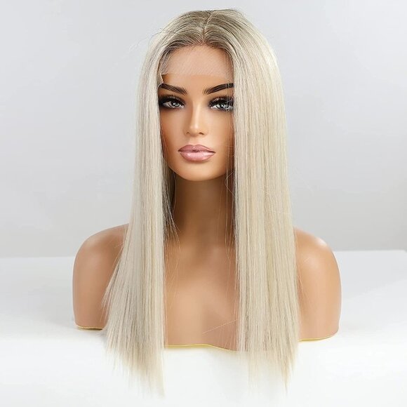 Ombre Platinum Blonde Wigs - Picture 4 of 6